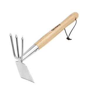 Hoe And Cultivator Garden Rake Hand Tiller Tool Wood Handle Double Sided Cultiva - Picture 1 of 7