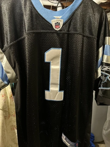 Can Newton Black Reebok Panthers Jersey Size 50 Sewn Cover