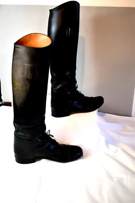 BOTAS DE MONTAR DEHNER'S OMAHA HECHAS A MANO NEGRAS PIEL DE BECERRO Vestido y Campo 6D Ecuestre Foto 1 de 4