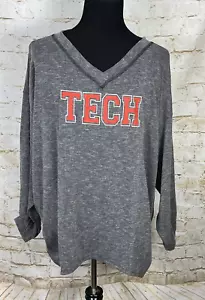 Flying Colors Texas Tech Women's 2XL Gray Pullover Rib Knit Top 3/4 Sleeves NWT - Picture 1 of 8