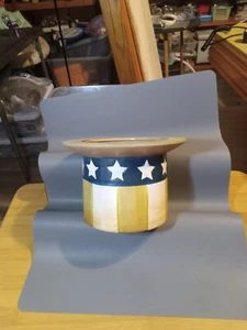 Vintage alter Onkel Sam Hut rustikal Übertopf amerikanische Flagge Sterne rot weiß und blau - Bild 1 von 5