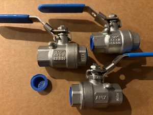 set of 3- 1/2" Inch Stainless Steel 316 Ball Valve full Port 1000 WOG Lockable - Picture 1 of 6