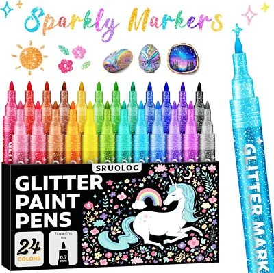 Glitter Markers Pens, 24 Colors Paint Pens Set Acrylic Multicolor  - Image 1 of 4