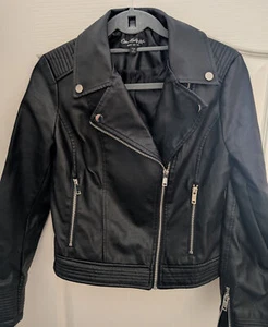 Black Faux Leather Biker Jacket β Miss Selfridge β UK 10 β Quilted Moto Style - Picture 1 of 11