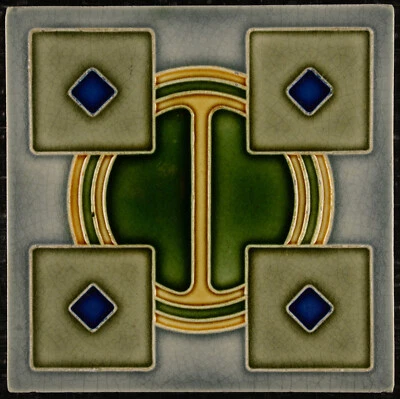 Attractive Original  Art Nouveau tile C 1900 Osterath, Germany - Image 1 of 2
