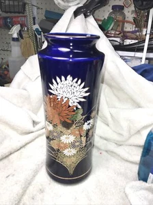Vintage chinesische Porzellan Display Vase--- dunkelblaue Glasur sehr schön 12-1/2" - Bild 1 von 10