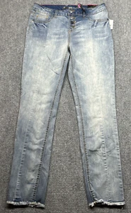 Lee Ankle Crop Jeans Girls 16.5 Blue Button Fly Stretch Raw Hem Pockets New - Picture 1 of 13