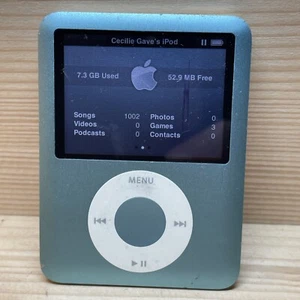 1002 Songs Apple iPod Nano 3rd Generation Model A1236 8GB Light Blue - Picture 1 of 19