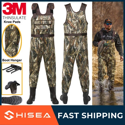HISEA Fishing Hunting Chest Waders Neoprene Waterproof Wader 200G Insulated Boot - Image 1 of 4
