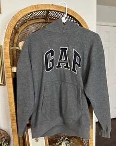 Vintage 90s GAP Athletic Unisex Youth Fleece Hoodie Sweatshirt-Youth XXL Gray - Picture 1 of 5