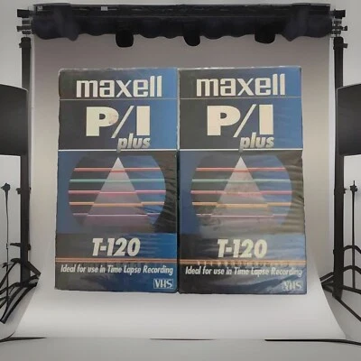 Lote de 2 cintas VHS MAXELL P/I Plus T-120 cintas de casete de video NUEVO SELLADO Foto 1 de 2