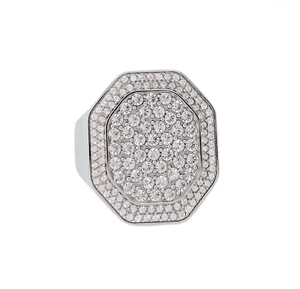 New 100% SWAROVSKI 5651382 Rhodium Octagon Pave Gems Dextera Signet Ring 60 - Picture 1 of 5