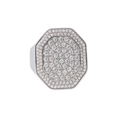 New 100% SWAROVSKI 5651382 Rhodium Octagon Pave Gems Dextera Signet Ring 60 - Image 1 of 4