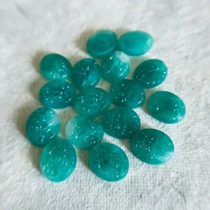 AM1156 Vintage Japan pierced glass cabochons 12x10mm oval jade green (16) - Picture 1 of 1