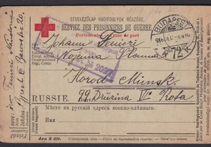 1917 WWI RED CROSS POW Prisoner of War Military Russia Censor Postal Card PW97 - Picture 1 of 2