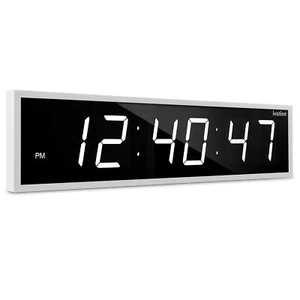 Ivation 36" große Digitaluhr, 6 Stufen Helligkeit, LED Wanduhr, weiß - Bild 1 von 6