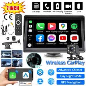7" Portable Wireless for Apple Carplay Android auto Car Stereo Radio Bluetooth - Picture 1 of 12