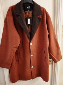 Boohoo Mens Fashion Single Brasted Overcoat, Size XXL, New With Tags - Picture 1 of 8