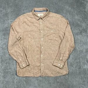 Territory Ahead Shirt Mens Linen Blend Button Up Large Orange Solid Casual - Picture 1 of 8