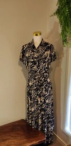 Absctract Tiger Print Collard Maxi Dress Size 12AU - Picture 1 of 5
