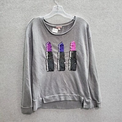 Suéter Juicy Couture Mujer Gris Medio Lápices Labiales Lentejuelas Manga Larga Cuello Redondo Foto 1 de 4