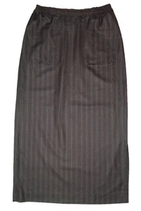 ESKANDAR wool long straight pinstripe THAI skirt size 1 MEDIUM DARK BROWN NWT - Picture 1 of 4