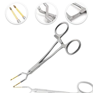 Cynamed Keramogrip-Style Crown Holding Forceps, 5.5in. Gold tips - Picture 1 of 4