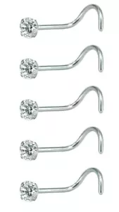 Juego de 5 piezas 20g 18g 316L acero quirúrgico 2mm 3mm clavija de acero circular gema anillo de tornillo nariz de acero - Imagen 1 de 4