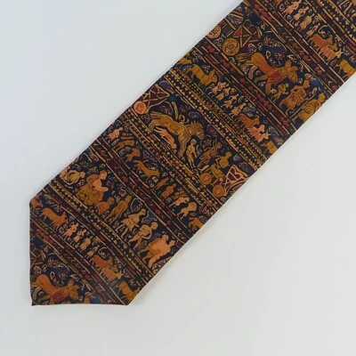 Corbata Alynn Para Hombres Seda Azul Oro Arte Antiguo 3.75" 56" EE. UU. Mesopotamia Foto 1 de 4