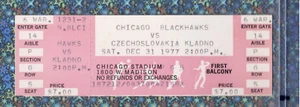 Czechoslovakia Kladno v Chicago Blackhawks Full Ticket 12-31-1977 Very Rare 👀🔥 - Picture 1 of 4