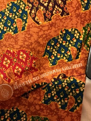 Emchit Sarong Batik Long Skirt 100% Cotton Thai elephant Pattern For Women - Image 1 of 4