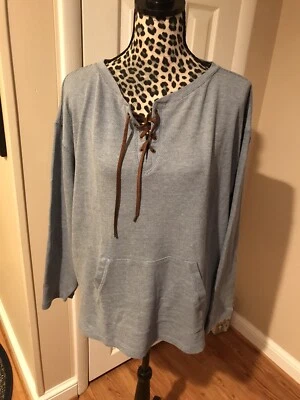 Sudadera con cordones estilo Chaps Henley azul resistente azul mezcla de algodón grande nueva G2 Foto 1 de 4