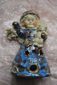 Engel mit Teddybär ~ Windlichthalter ~ International Bazaar 5-1/2 Zoll ~ Neu im Karton - Bild 1 von 5