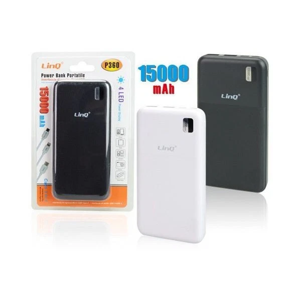 x PowerBank Batteria Portatile 15000mah 2 Uscite Usb Type-C Lcd Linq P360 - Immagine 1 di 1