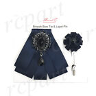 New formal ribbon Brooch Bow tie_pin lapel flower navy blue wedding gift party