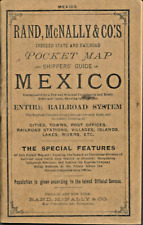 RAND, McNALLY 1909 MEXICO POCKET MAP-INDEXED STATE & RAILROADS & SHIPPERS GUIDE
