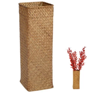 Retro Pen Holder Vase Woven Pitcher Flower Decorative Dried Office - Picture 1 of 12