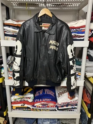 Chaqueta Bomber De Colección Disney Mickey Mouse Cuero Años 90 Abrigo Universitario Para Hombres M/L Foto 1 de 4