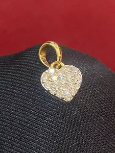 0.48 Cts Round Brilliant Cut Natural Diamonds Petite Heart Pendant In 14K Gold - Picture 1 of 12