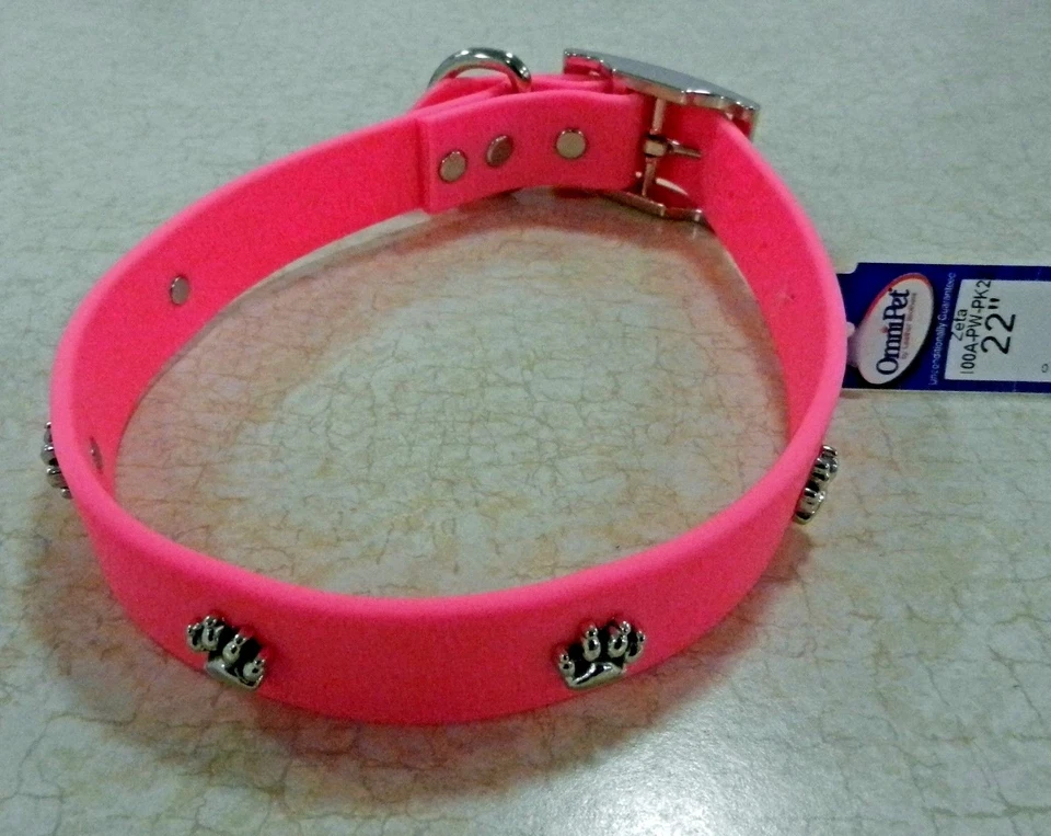 ZETA - COLLAR PERRO DISEÑO / 22 PULGADAS COLOR ROSA NEÓN ETIQUETA COLGANTE LIBRE 100A-PW Foto 1 de 1