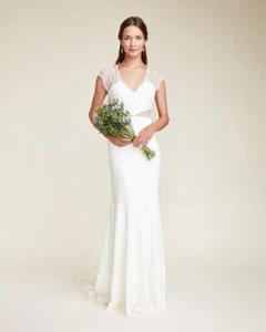 Nicole Miller NWT Silk Kendall Wedding Gown with Lace Back and Train - Sz 10 - Picture 1 of 2