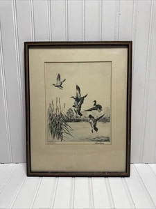Richard E. Bishop -Lake Erie Mallards- Signed Etching Repro Framed/Glass* - Picture 1 of 12
