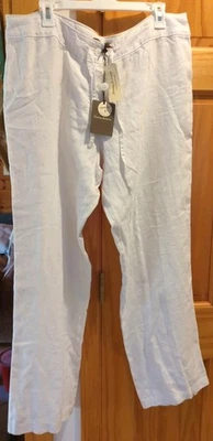 Tommy Bahama Two Palms Pant White Linen Leigh Fit Size 16 NWT Button Drawstring  - Image 1 of 4