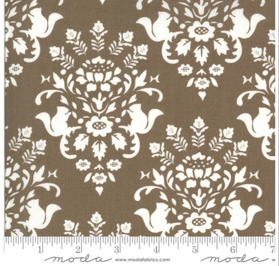 Squirrelly Girl Moda Fabrics Damask Pattern Brown 42”x36” One Yard - Image 1 of 4