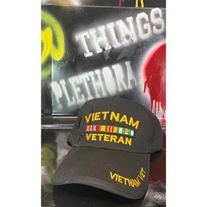 Vietnam Veteran Hat Cap Military Black Embroidered - Picture 1 of 4