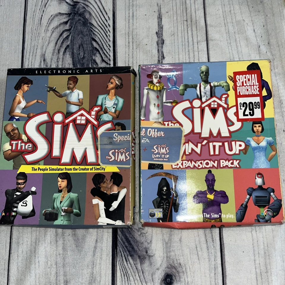 The Sims pc game & living it up expansion Big Box double box new not sealed  - Image 1 of 4