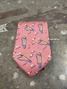 Ralph Lauren Polo Golf Themed Pink Silk Tie- W/ Tag - Picture 1 of 4