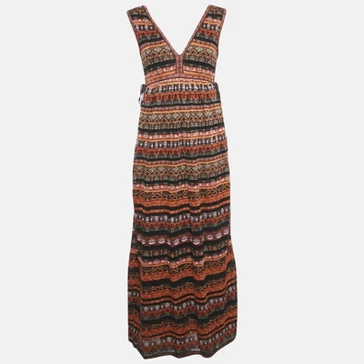 Maxi Vestido M Missoni Naranja Estampado Lúrex Tejido Sin Mangas S Foto 1 de 4