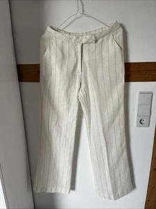 Leinen Damen Hosen Beige Gestreift Gr. M - Bild 1 von 5