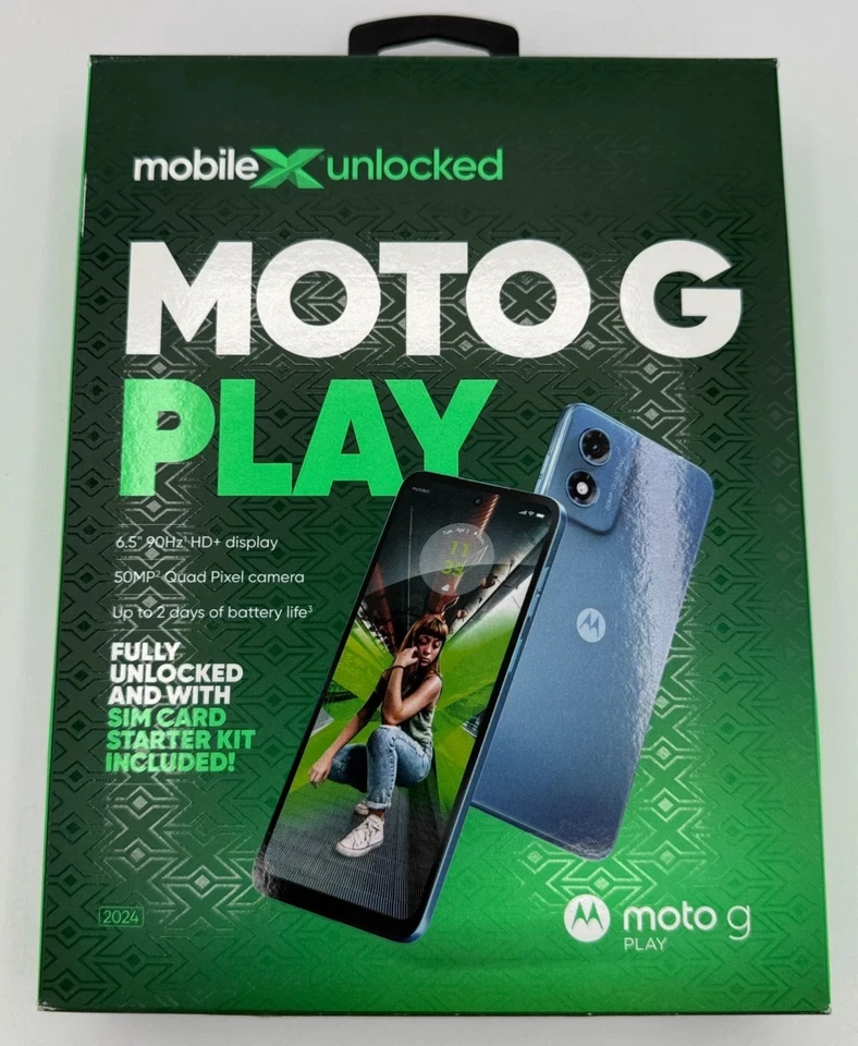 Mobile X Unlocked MOTO G Play Smartphone 6.5" 50MP Unlocked w/ SIM Card Kit NEW - Image 1 of 1